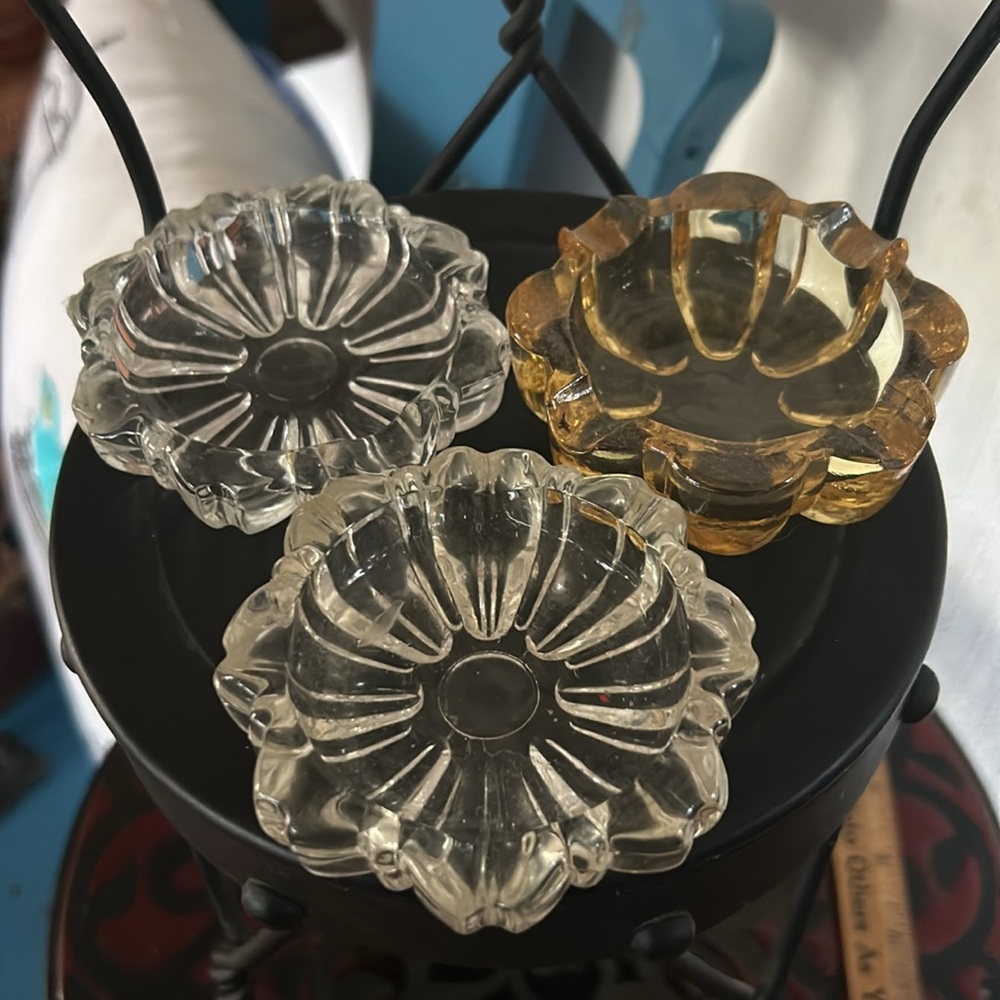 Vintage Mid Century Circular Starburst Salt Dishes or Ashtrays